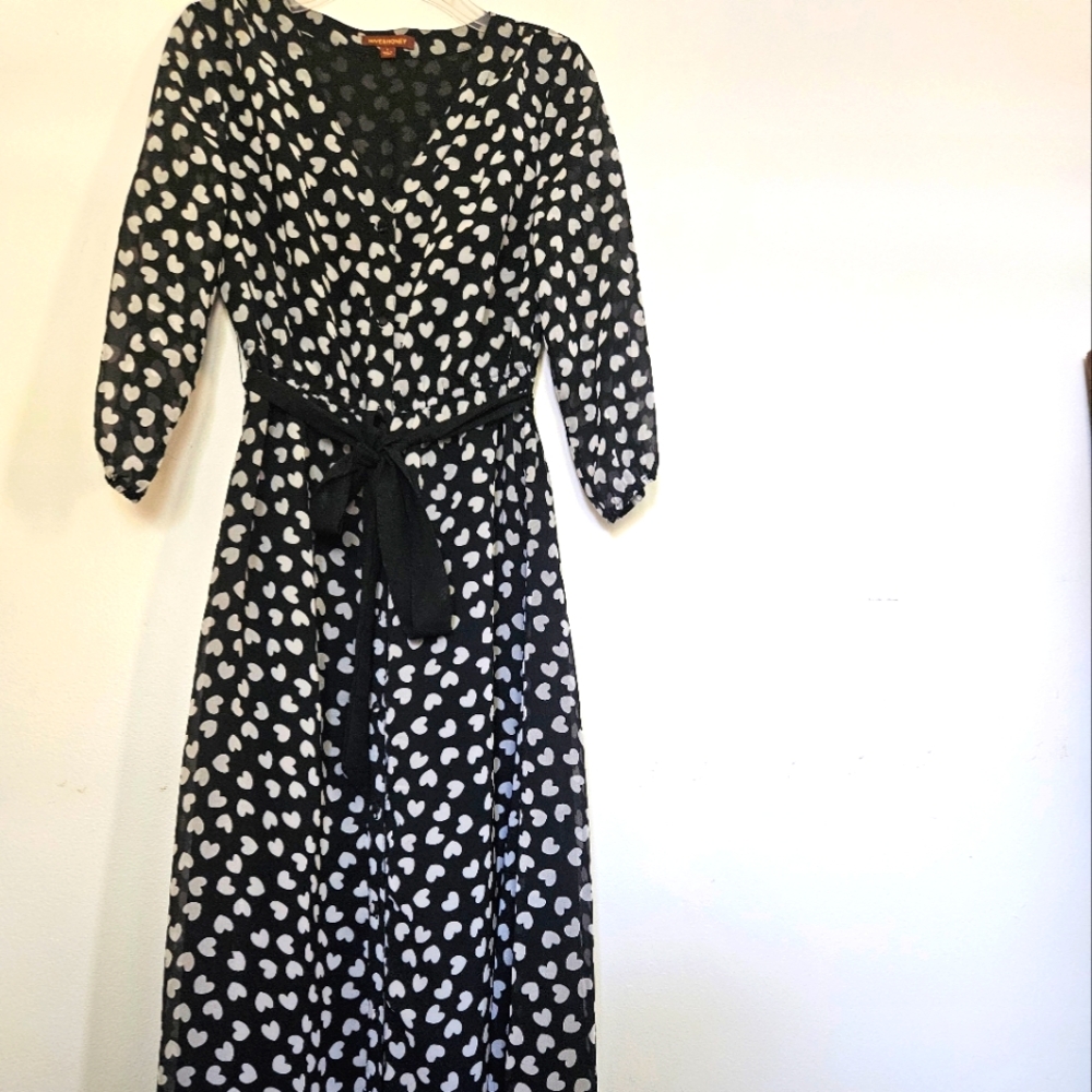 Heart pattern maxi dress